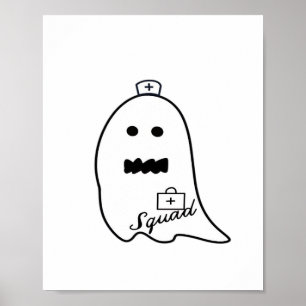 Niedlich Ghost Nurween Handgezeichneter Hospital S Poster
