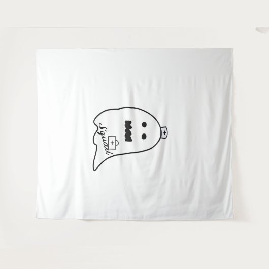 Niedlich Ghost Nurween Handgezeichneter Hospital S Wandteppich (Vorderseite (Horizontal))