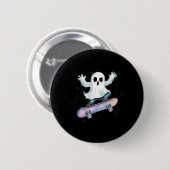 Niedlich Ghost on Skateboard Funny Halloween Skate Button (Vorne & Hinten)