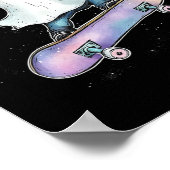 Niedlich Ghost on Skateboard Funny Halloween Skate Poster (Ecke)