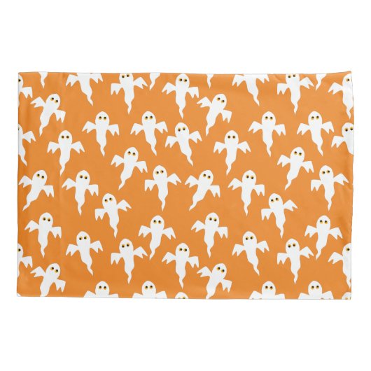 Niedlich Ghost Orange Halloween Kissenbezug (Rückseite-Links)