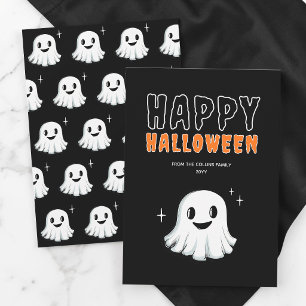 Niedlich Ghost Orange und Black Spooky Happy Hallo Feiertagskarte