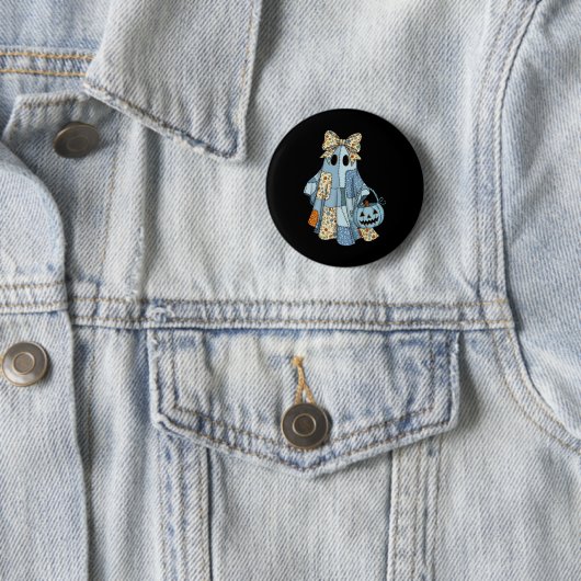 Niedlich Ghost Patchwork Coquette Bow Halloween Co Button (Beispiel)