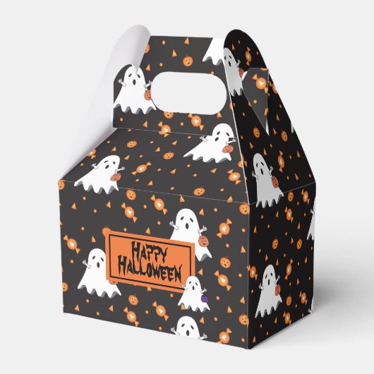 Niedlich Ghost Pattern Halloween Black Gevor Box Geschenkschachtel (Rückseite)