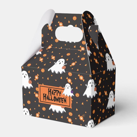 Niedlich Ghost Pattern Halloween Black Gevor Box Geschenkschachtel (Vorderseite)