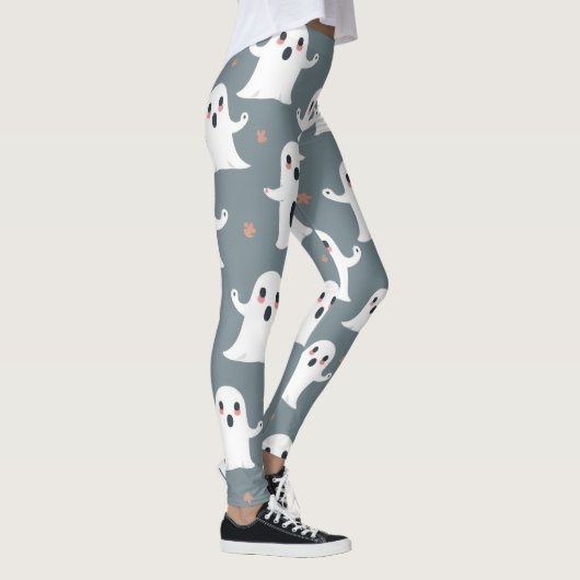 Niedlich Ghost Pattern Halloween Spooky Kawaii Des Leggings (Rechts)