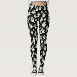 Niedlich Ghost Pattern Halloween Spooky Kawaii Des Leggings