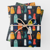 Niedlich Ghost Pattern Wasserfarbenfrohen BlumenHa Geschenkpapier Set (Beispiel)