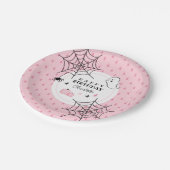 Niedlich Ghost Pink Halloween Happy Birthday Name Pappteller (Schrägansicht)