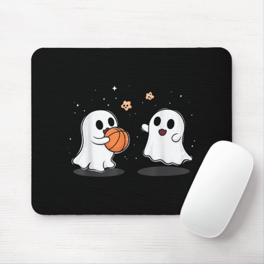 Niedlich Ghost Playing Basketball Witziges Hallowe Mousepad (Mit Mouse)
