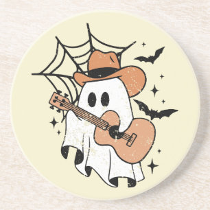 Niedlich Ghost Playing Gitarre Funny Halloween Git Getränkeuntersetzer