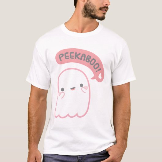 Niedlich Ghost Plays Peekaboo T-Shirt (Vorderseite)