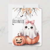 Niedlich Ghost Pumpkin Bat Halloween Feiertagskarte (Vorderseite)