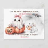 Niedlich Ghost Pumpkin Bat Halloween Postkarte (Vorderseite)