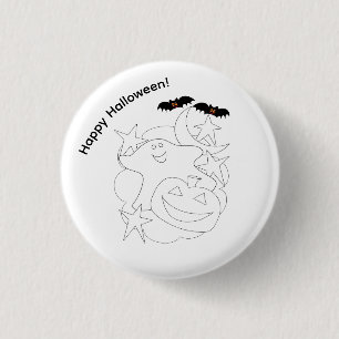 Niedlich Ghost Pumpkin Bats Color Me Halloween Button