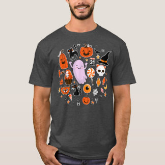 Niedlich Ghost Pumpkin Black Cat Hexenhut Candy Fu T-Shirt