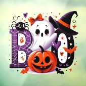 Niedlich Ghost & Pumpkin 'Boo' Halloween Fensteraufkleber (Blatt 3)