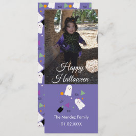 Niedlich Ghost Pumpkin Confetti Orange Foto Card Feiertagskarte
