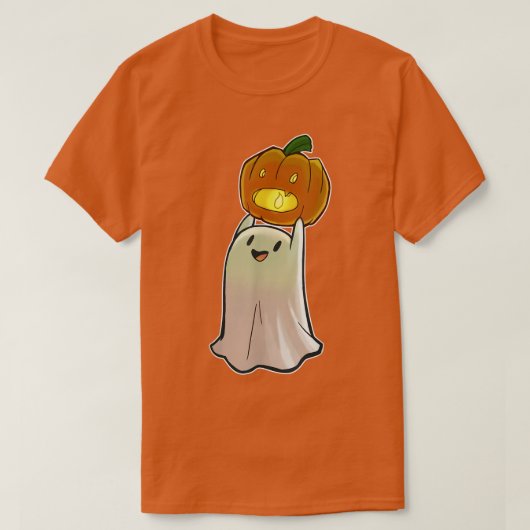 Niedlich Ghost Pumpkin Face Jack O'Lantern Happy H T-Shirt (Design vorne)