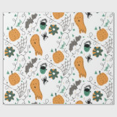 Niedlich Ghost Pumpkin Halloween Doodle Illustrati Geschenkpapier (Flach)