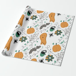 Niedlich Ghost Pumpkin Halloween Doodle Illustrati Geschenkpapier