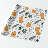 Niedlich Ghost Pumpkin Halloween Doodles Illustrat Geschenkpapier (Ungerollt)