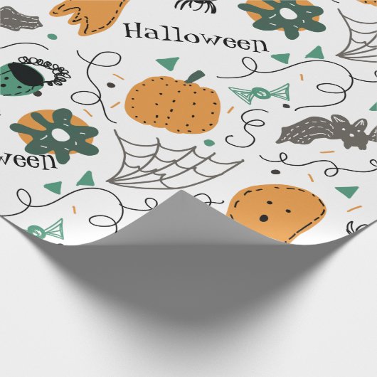 Niedlich Ghost Pumpkin Halloween Doodles Illustrat Geschenkpapier (Ecke)
