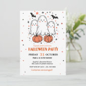 Niedlich Ghost & Pumpkin Halloween Einladung (Stehend Vorderseite)