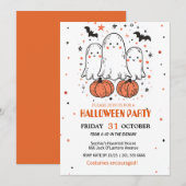 Niedlich Ghost & Pumpkin Halloween Einladung (Vorne/Hinten)
