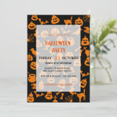 Niedlich Ghost & Pumpkin Halloween Einladung (Stehend Vorderseite)