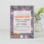 Niedlich Ghost & Pumpkin Halloween Einladung (Stehend Vorderseite)