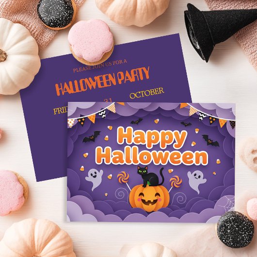 Niedlich Ghost & Pumpkin Halloween Einladung