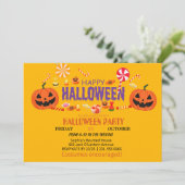 Niedlich Ghost & Pumpkin Halloween Einladung (Stehend Vorderseite)
