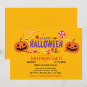 Niedlich Ghost & Pumpkin Halloween Einladung (Vorne/Hinten)