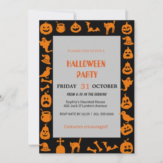 Niedlich Ghost & Pumpkin Halloween Einladung (Vorderseite)