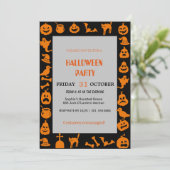 Niedlich Ghost & Pumpkin Halloween Einladung (Stehend Vorderseite)