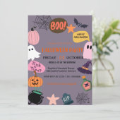 Niedlich Ghost & Pumpkin Halloween Einladung (Stehend Vorderseite)
