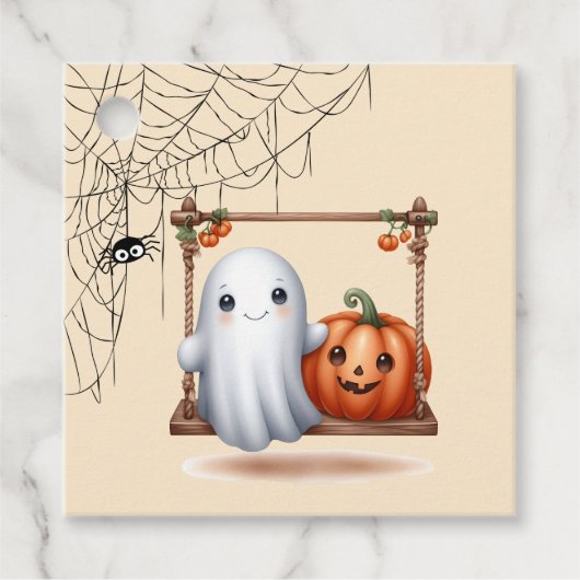 Niedlich Ghost Pumpkin Halloween Geschenkanhänger (Vorderseite)