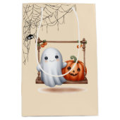 Niedlich Ghost Pumpkin Halloween Mittlere Geschenktüte (Vorderseite)