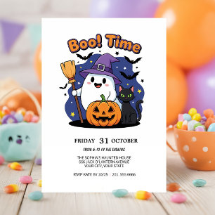 Niedlich Ghost & Pumpkin Halloween-Party Einladung