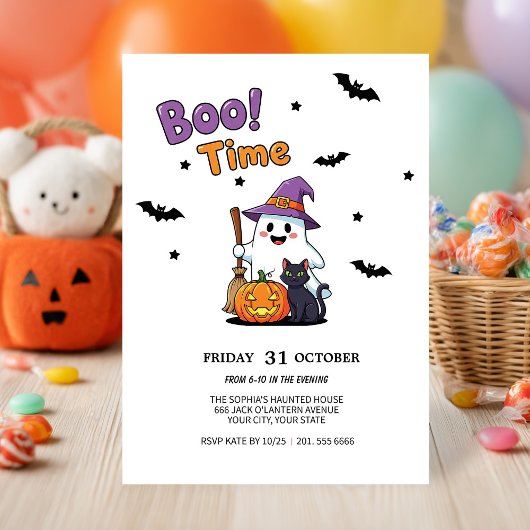 Niedlich Ghost & Pumpkin Halloween-Party Einladung