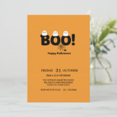 Niedlich Ghost & Pumpkin Halloween-Party Einladung (Stehend Vorderseite)
