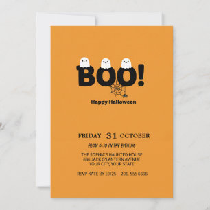 Niedlich Ghost & Pumpkin Halloween-Party Einladung