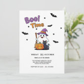 Niedlich Ghost & Pumpkin Halloween-Party Einladung (Stehend Vorderseite)
