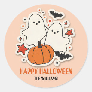 Niedlich Ghost & Pumpkin Halloween Runder Aufkleber