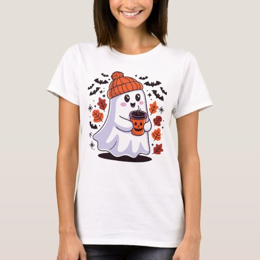 Niedlich Ghost Pumpkin Halloween Spooky T - Shirt (Vorderseite)