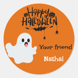 Niedlich Ghost Pumpkin Happy Halloween Personalisi Runder Aufkleber