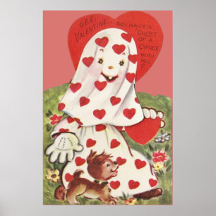 Niedlich Ghost Puppy Hund HerzValentine Poster