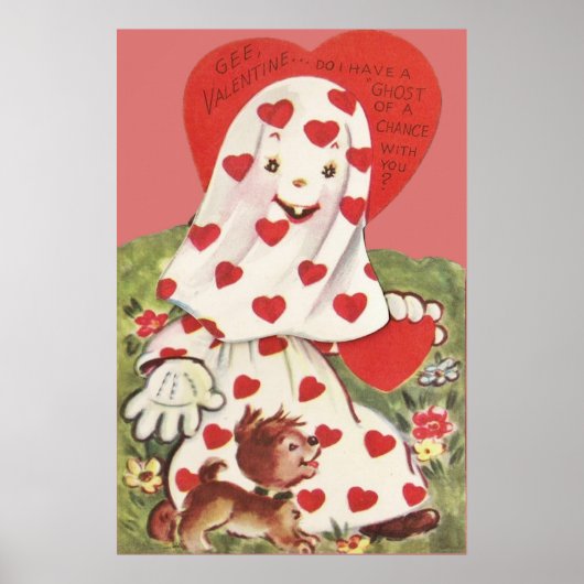 Niedlich Ghost Puppy Hund HerzValentine Poster (Vorne)