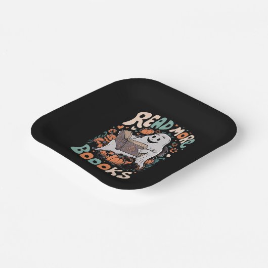 Niedlich Ghost Read More Books Lehrerin Halloween Pappteller (Gewinkelt)